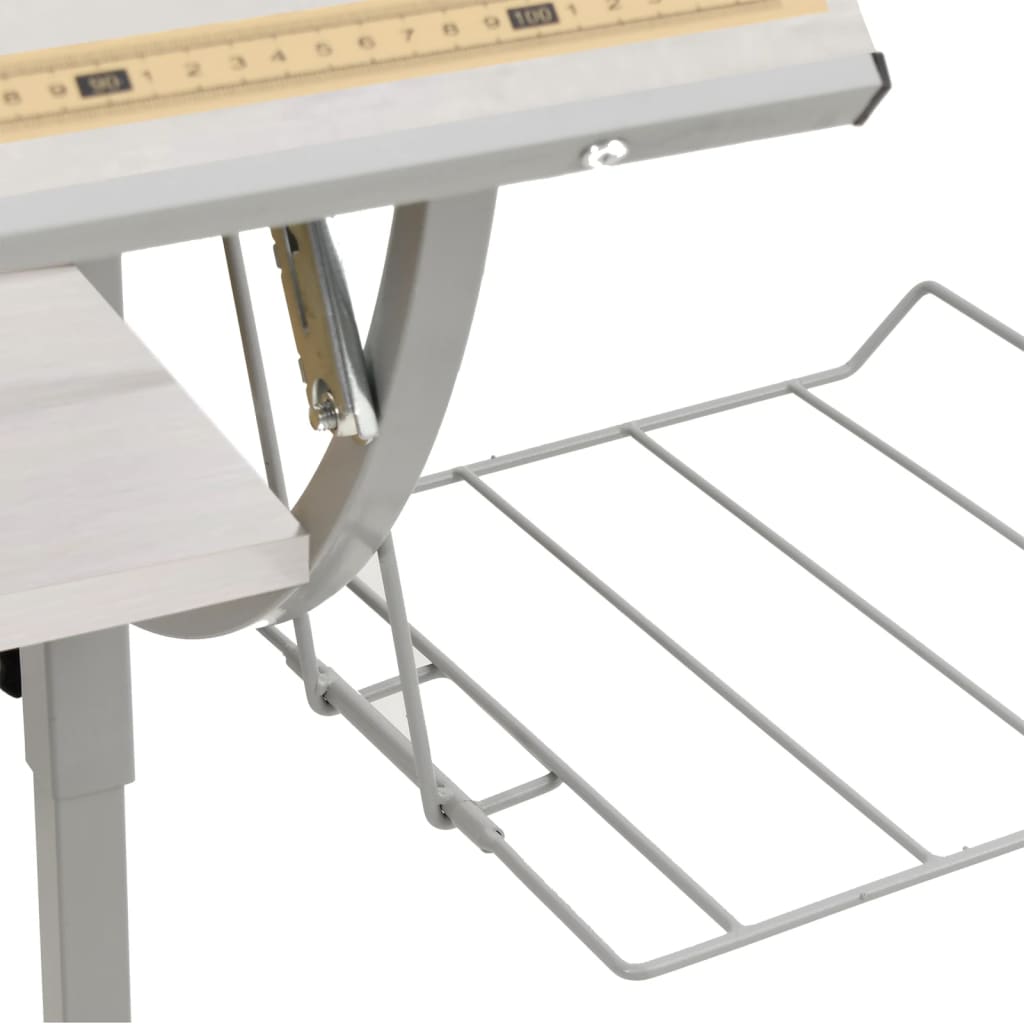 Craft Desk White&Grey 110x53x(58-87) cm Engineered Wood&Steel